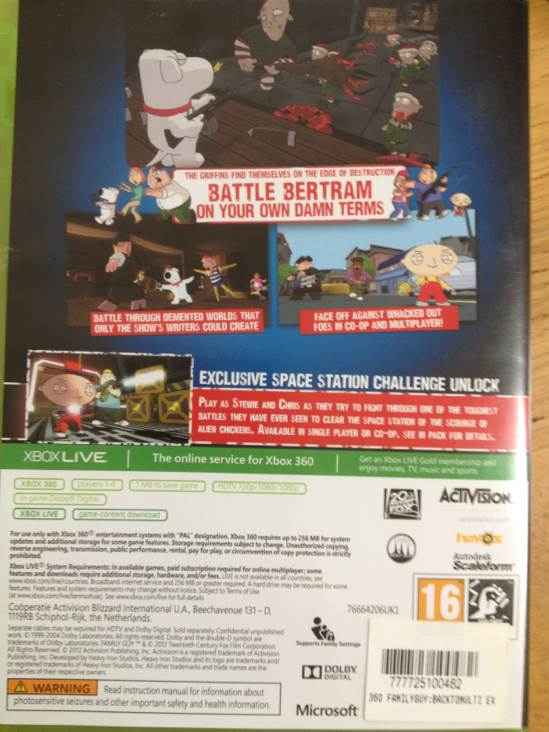 Family Guy: Back To Multiverse - Microsoft Xbox 360 (Activision) video game collectible [Barcode 5030917117367] - Main Image 2