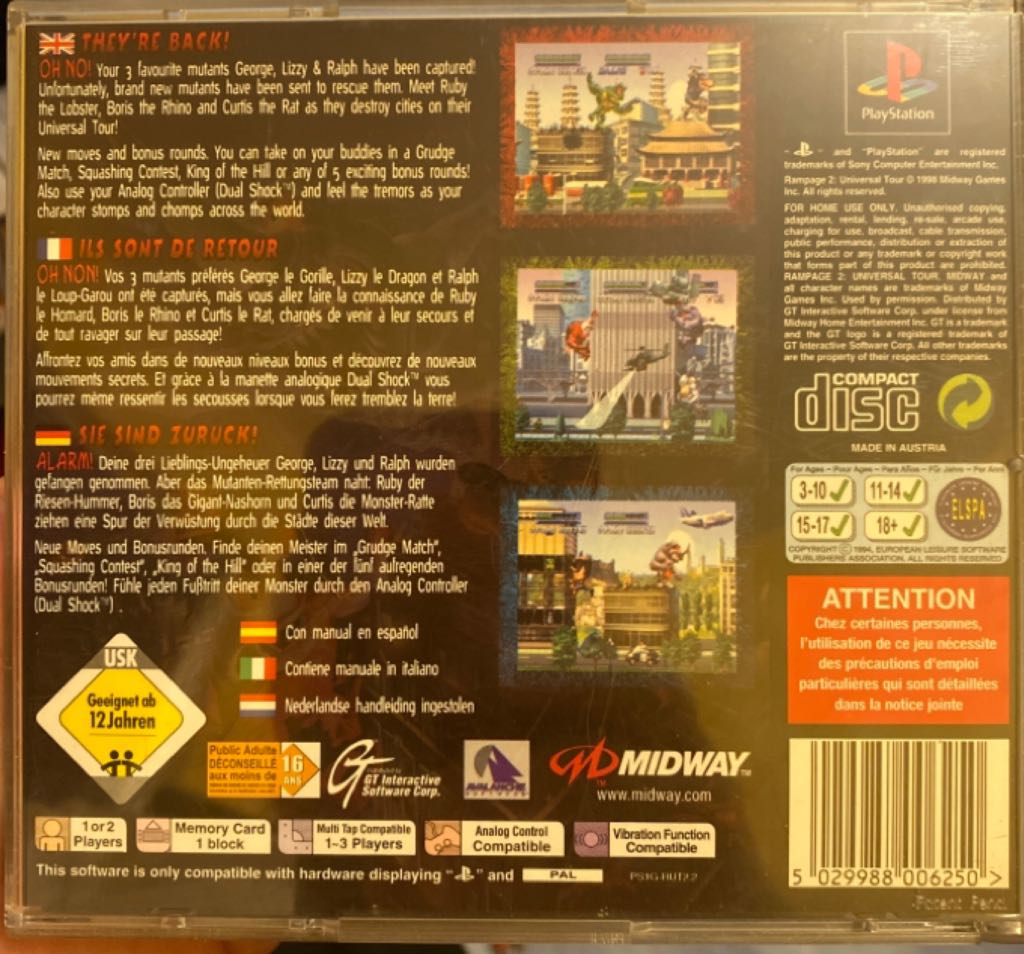 Rampage 2 Universal Tour - Sony PlayStation video game collectible [Barcode 5029988006250] - Main Image 2