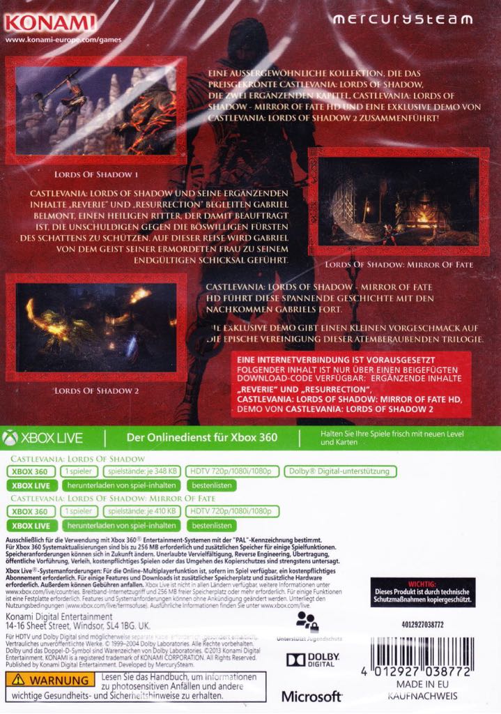 Castlevania - Lords Of Shadow Collection - Microsoft Xbox 360 (Konami - 1) video game collectible [Barcode 4012927038734] - Main Image 2