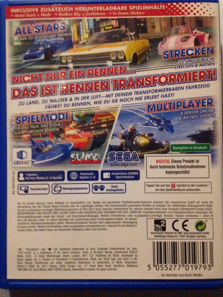 SONIC and All-Stars Racing Transformed - Sony PlayStation Vita (PS Vita) video game collectible [Barcode 5055277019793] - Main Image 2