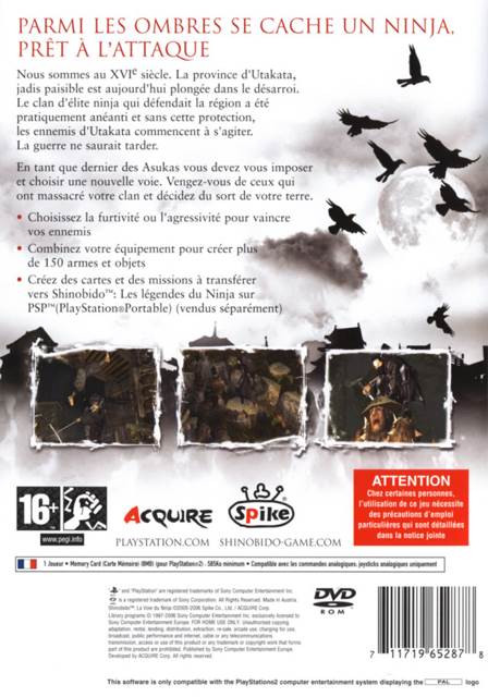 Shinobido : La Voie Du Ninja - Sony PlayStation 2 (PS2) video game collectible [Barcode 711719652878] - Main Image 2