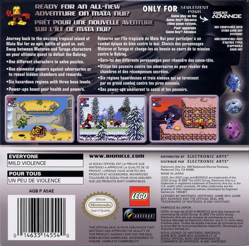 Bionicle: Matoran Adventures - Nintendo Game Boy Advance (GBA) (Electronic Arts - 1) video game collectible [Barcode 014633145540] - Main Image 2