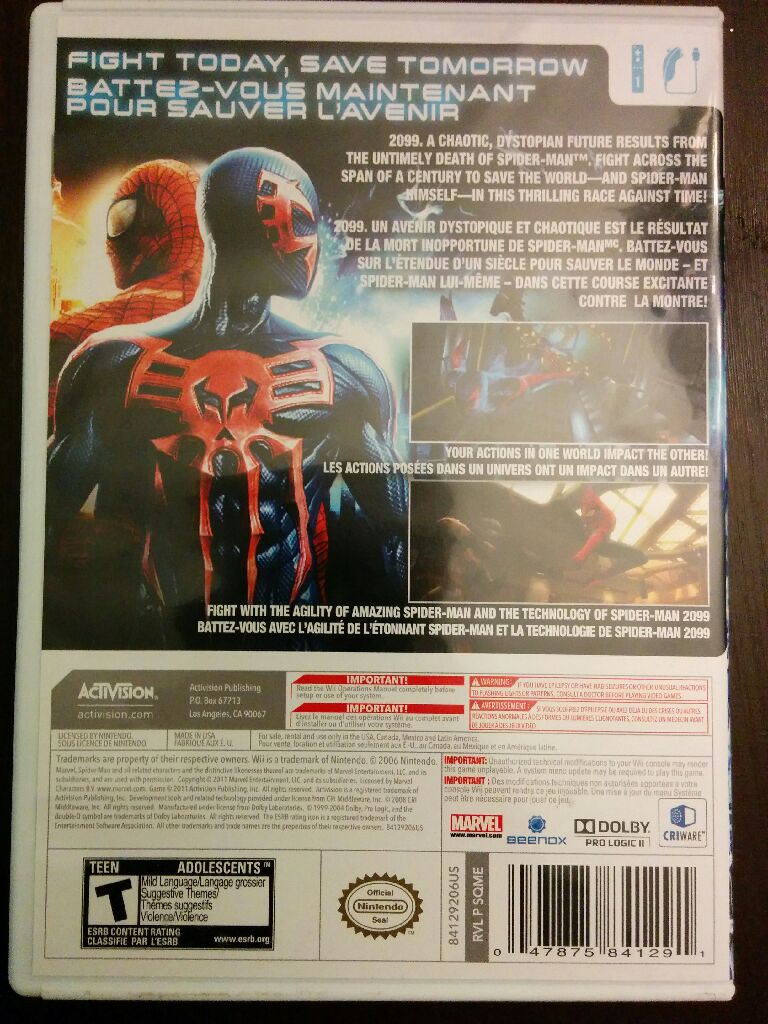 spiderman edge of time - Nintendo Wii (Activision) video game collectible - Main Image 2