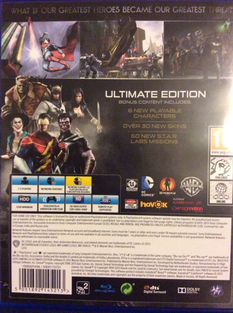 Injustice Gods Among Us Ultimate Edition - Sony PlayStation 4 (PS4) (WB Games Inc. - 1-2) video game collectible [Barcode 5051892145213] - Main Image 2