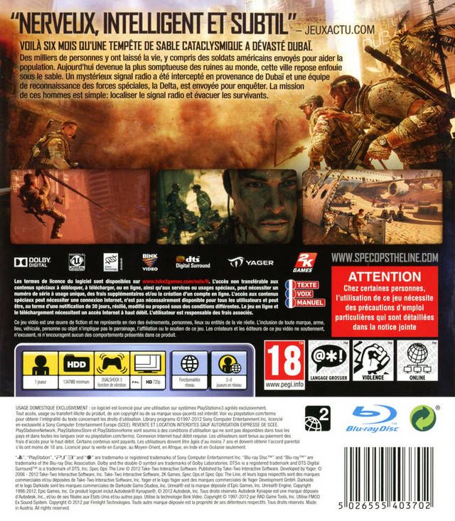 Spec Ops - The Line - Sony PlayStation 3 (PS3) video game collectible - Main Image 2