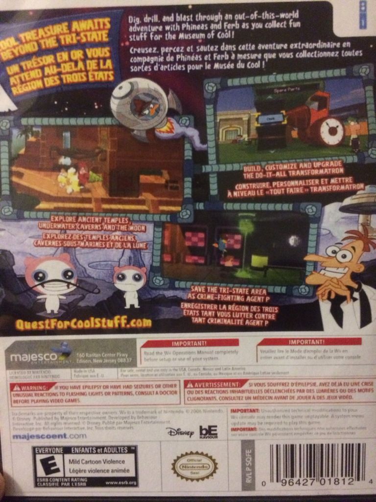 Phineas And Ferb: Quest For Cool Stuff - Nintendo Wii (Disney - 1) video game collectible [Barcode 096421018724] - Main Image 2