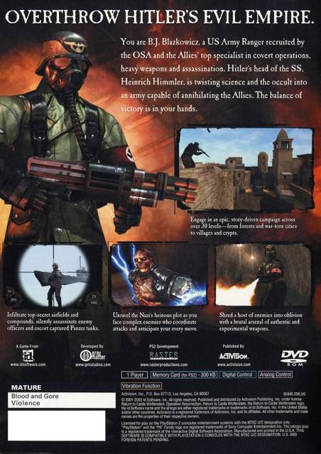 Return to Castle Wolfenstein: Operation Resurrection - Sony PlayStation 2 (PS2) (Activision - 1 Player) video game collectible [Barcode 047875804456] - Main Image 2