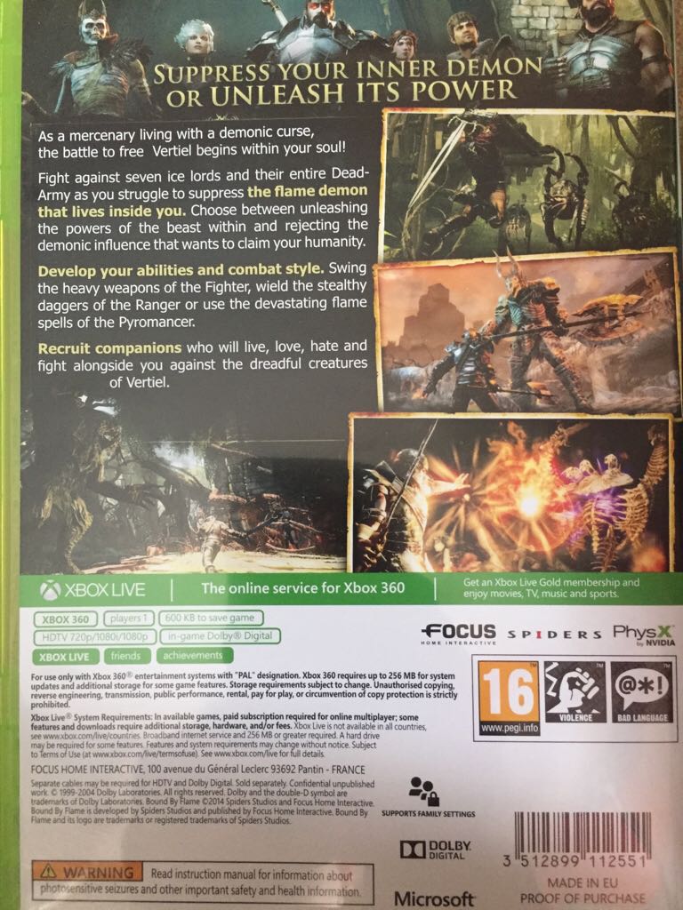 Bound By Flame - Microsoft Xbox 360 (Focus Home Entertainment - 1) video game collectible [Barcode 3512899112551] - Main Image 2