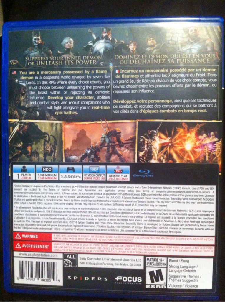 Bound By Flame - Sony PlayStation 4 (PS4) (Spiders - 1) video game collectible [Barcode 854952003059] - Main Image 2