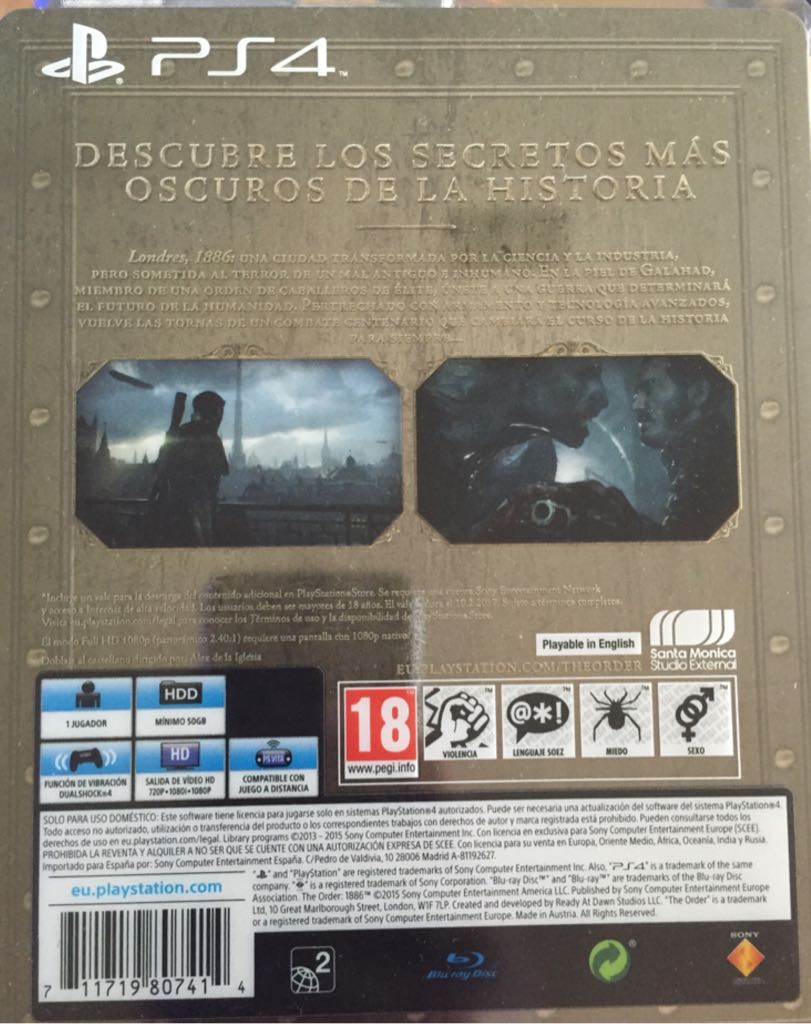 The Order 1886 - Sony PlayStation 4 (PS4) (Ready At Dawn - 1) video game collectible [Barcode 711719807414] - Main Image 2