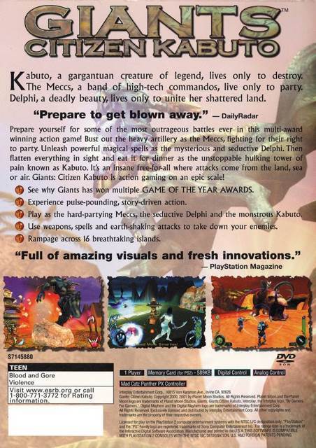 Giants: Citizen Kabuto - Sony PlayStation 2 (PS2) (Interplay Entertainment - 1) video game collectible [Barcode 020626714587] - Main Image 2
