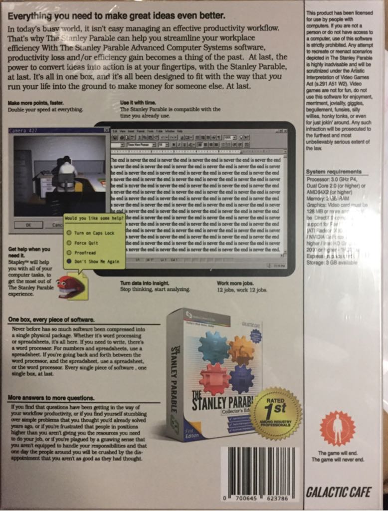 The Stanley Parable - Valve Steam (Galactic Cafe - 1) video game collectible [Barcode 0700645623786] - Main Image 2