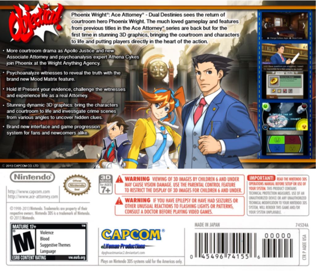 Phoenix Wright: Ace Attorney - Dual Destinies - Nintendo 3DS (Capcom - 1) video game collectible - Main Image 2