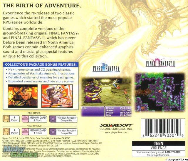 Final Fantasy Origins - Sony PlayStation (Square Enix - 1) video game collectible [Barcode 662248903019] - Main Image 2
