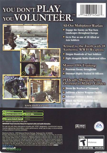 Medal of Honor: Frontline - Microsoft Xbox (Electronic Arts/EA Games - 4) video game collectible [Barcode 014633145687] - Main Image 2