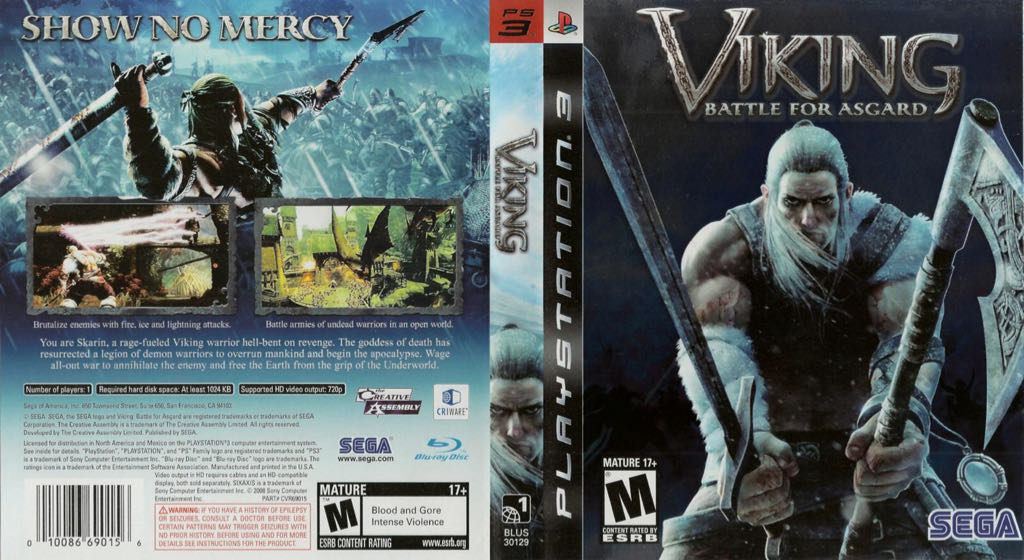 Viking: Battle For Asgard - Sony PlayStation 3 (PS3) (Sega - 1) video game collectible [Barcode 010086690156] - Main Image 2
