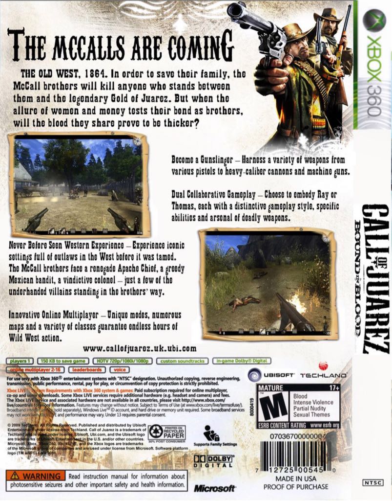 Call of Juarez: Bound in Blood - Microsoft Xbox 360 (Ubisoft - 1) video game collectible [Barcode 3307211657502] - Main Image 2