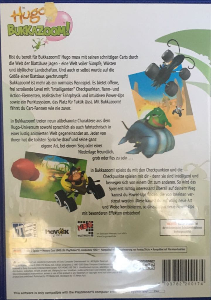 Hugo Bukkazoom! - Sony PlayStation 2 (PS2) video game collectible [Barcode 5703782200174] - Main Image 2