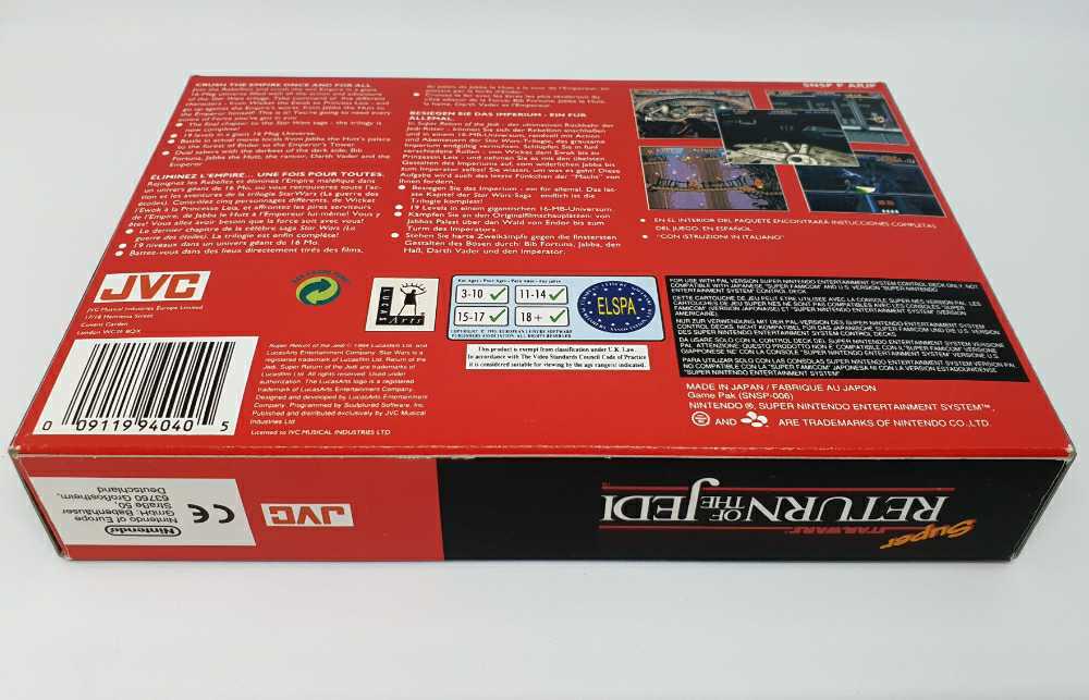 Super Star Wars - Return of the Jedi - Nintendo Super Nintendo Entertainment System (SNES) (JVC - 1) video game collectible [Barcode 009119940405] - Main Image 4