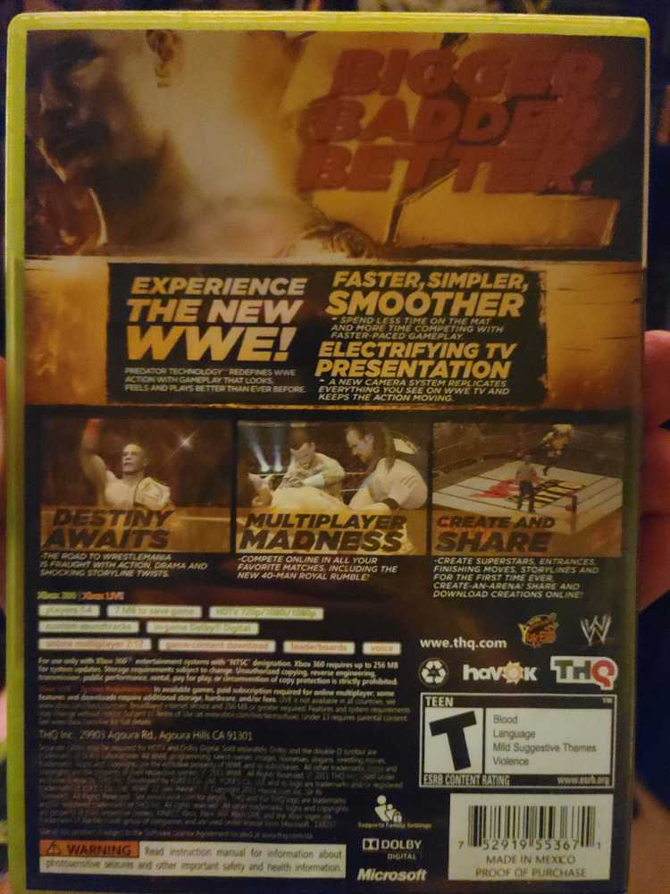 WWE 12 - Microsoft Xbox 360 (THQ - 4) video game collectible [Barcode 0752919553671] - Main Image 2