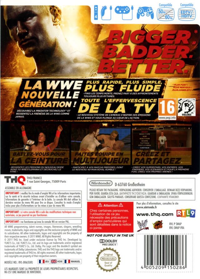 WWE 12 - Nintendo Wii (THQ - 4) video game collectible [Barcode 785138305257] - Main Image 2