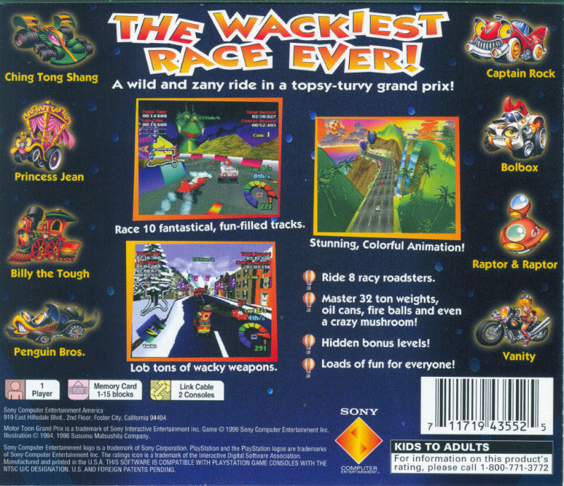 Motortoon Grand Prix - Sony PlayStation (Sony Computer Entertainment - 2) video game collectible - Main Image 2