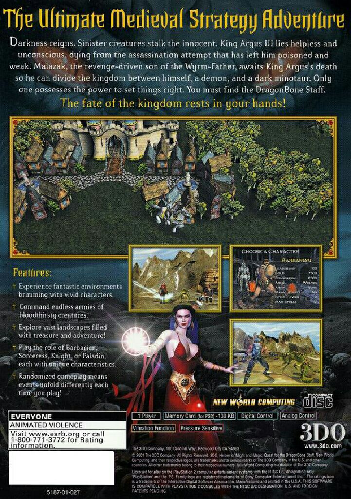 Heroes Of Might And Magic Quest for the DragonBone Staff - Sony PlayStation 2 (PS2) (1) video game collectible [Barcode 790561518723] - Main Image 2