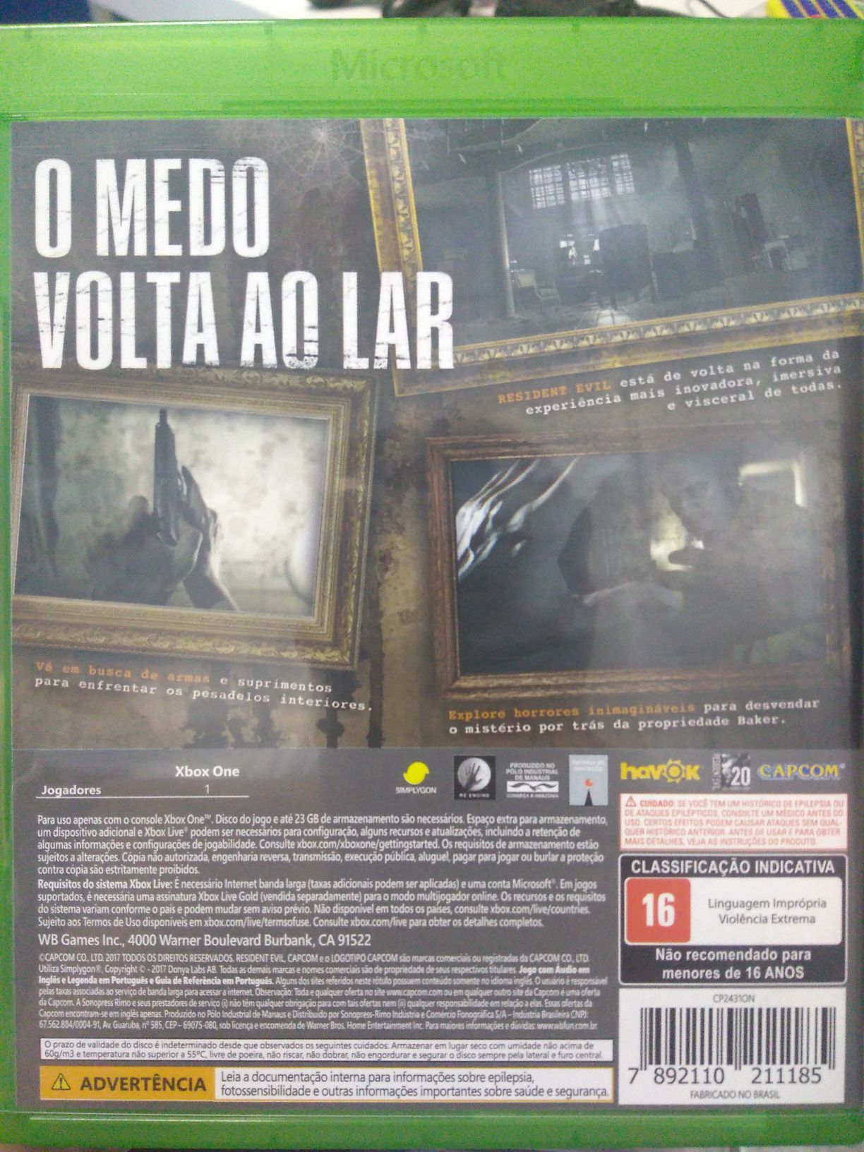 Resident Evil 7 - Microsoft Xbox One (Capcom - 1) video game collectible [Barcode 7892110211185] - Main Image 2