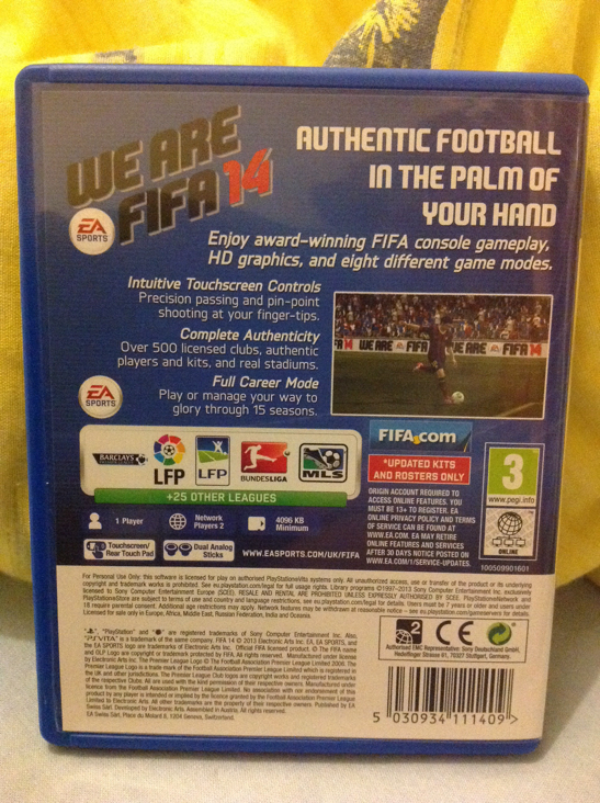 FIFA 14 - Legacy Edition - Sony PlayStation Vita (PS Vita) (Ea Sports - 1) video game collectible [Barcode 5030934111409] - Main Image 2