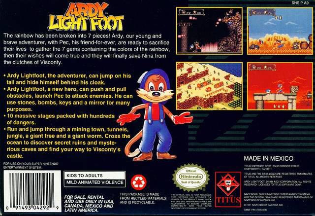 Ardy Light Foot - Nintendo Super Nintendo Entertainment System (SNES) video game collectible - Main Image 2