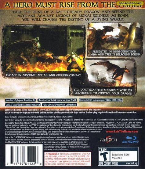 Lair - Sony PlayStation 3 (PS3) (Sony Computer Enteraiment - 1) video game collectible [Barcode 711719626893] - Main Image 2