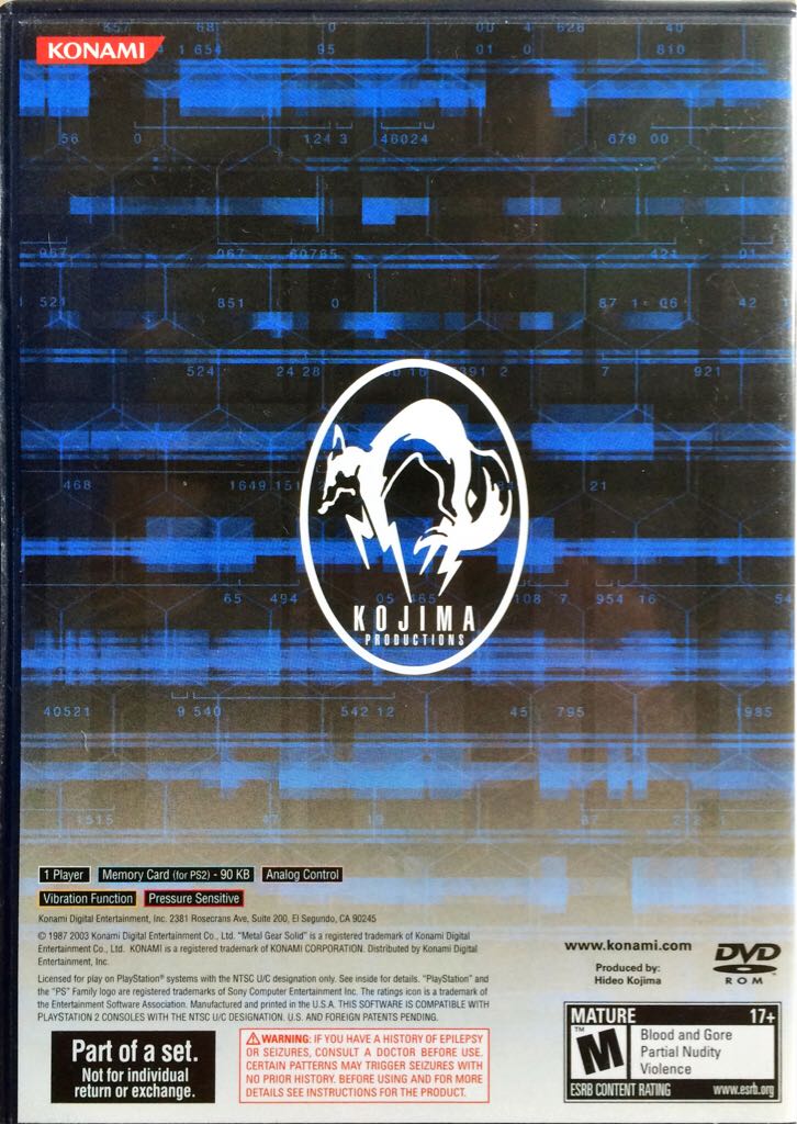 Metal Gear Solid 2: Sons Of Liberty - Sony PlayStation 2 (PS2) (Konami - 1) video game collectible - Main Image 2