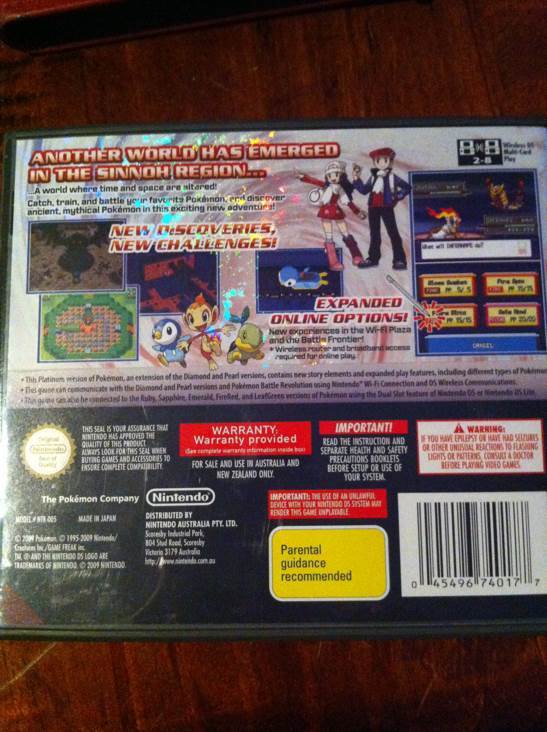 Pokemon Platinum - Nintendo DS (Nintendo - 1) video game collectible [Barcode 045496468668] - Main Image 2
