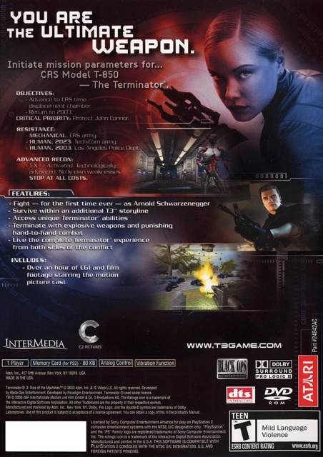 Terminator 3 Rise of the Machines - Sony PlayStation 2 (PS2) (Atari - 1) video game collectible [Barcode 742725248427] - Main Image 2