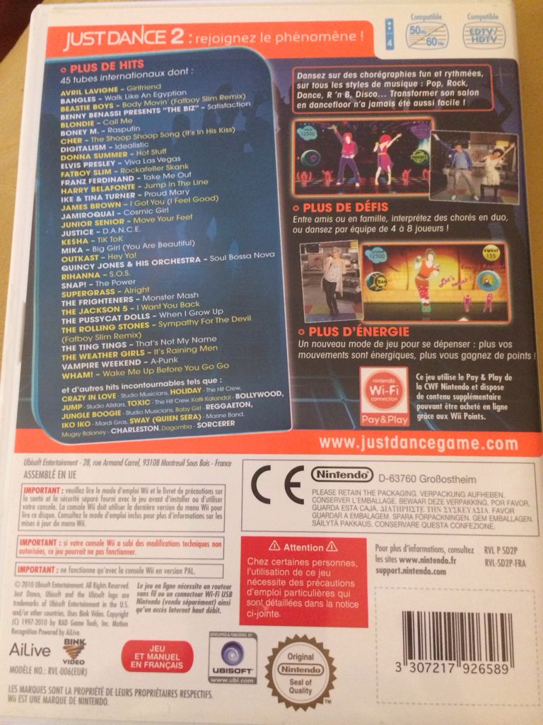Just Danse 2  - Nintendo Wii video game collectible [Barcode 8887622926589] - Main Image 2