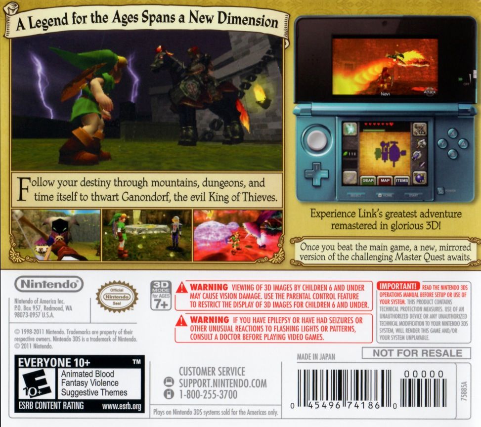 Legend Of Zelda Ocarina Of Time 3D (DISK) + BOX - Nintendo 3DS (Nintendo - 1) video game collectible - Main Image 2