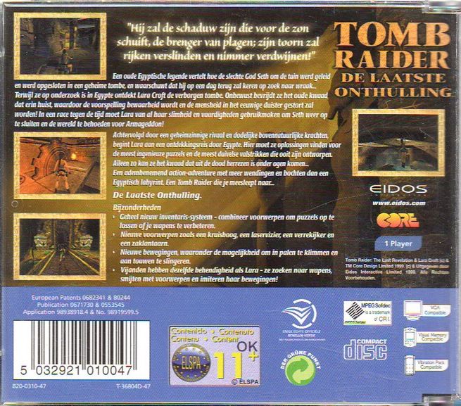 Tomb Raider : De Laatste Onthulling - Sega Dreamcast video game collectible [Barcode 5032921010047] - Main Image 2