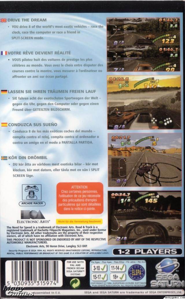 The Need for Speed - Sega Saturn (Electronic Arts/EA Games - 2) video game collectible [Barcode 014633076387] - Main Image 2