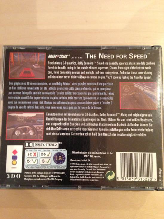 The Need For Speed - 3DO video game collectible [Barcode 4011849315220] - Main Image 2