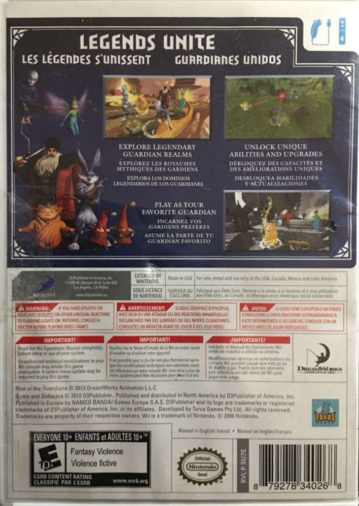 Rise of the Guardians - Nintendo Wii (D3 Publisher - 4) video game collectible [Barcode 879278340268] - Main Image 2