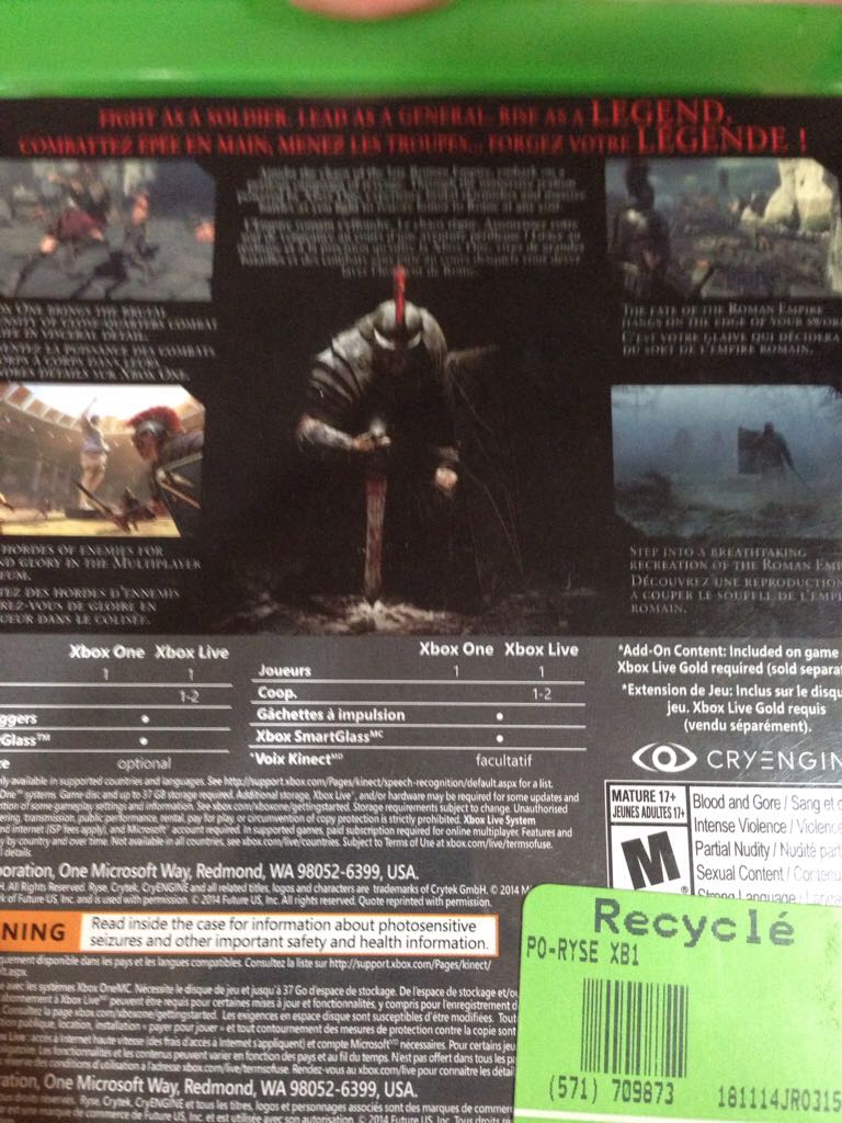 Ryse Son Of Rome - Microsoft Xbox One video game collectible [Barcode 885370816174] - Main Image 2