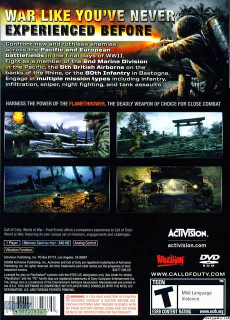 Call of Duty: World at War - Final Fronts - Sony PlayStation 2 (PS2) (Activision - 1) video game collectible [Barcode 047875832770] - Main Image 2