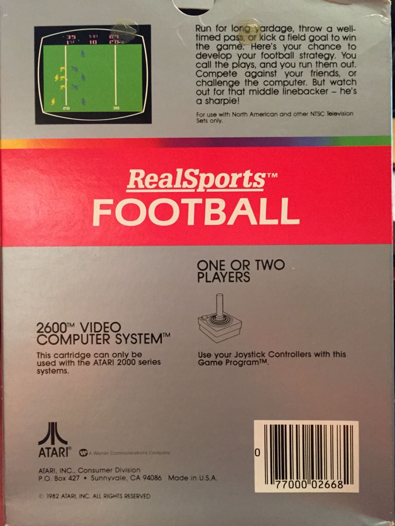 RealSports Football - Atari 2600 (Atari Inc. - 1-2) video game collectible - Main Image 2