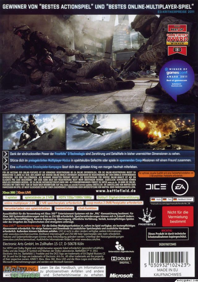 Battelfield 3 - Microsoft Xbox 360 (Ea + Dice - 1) video game collectible - Main Image 2