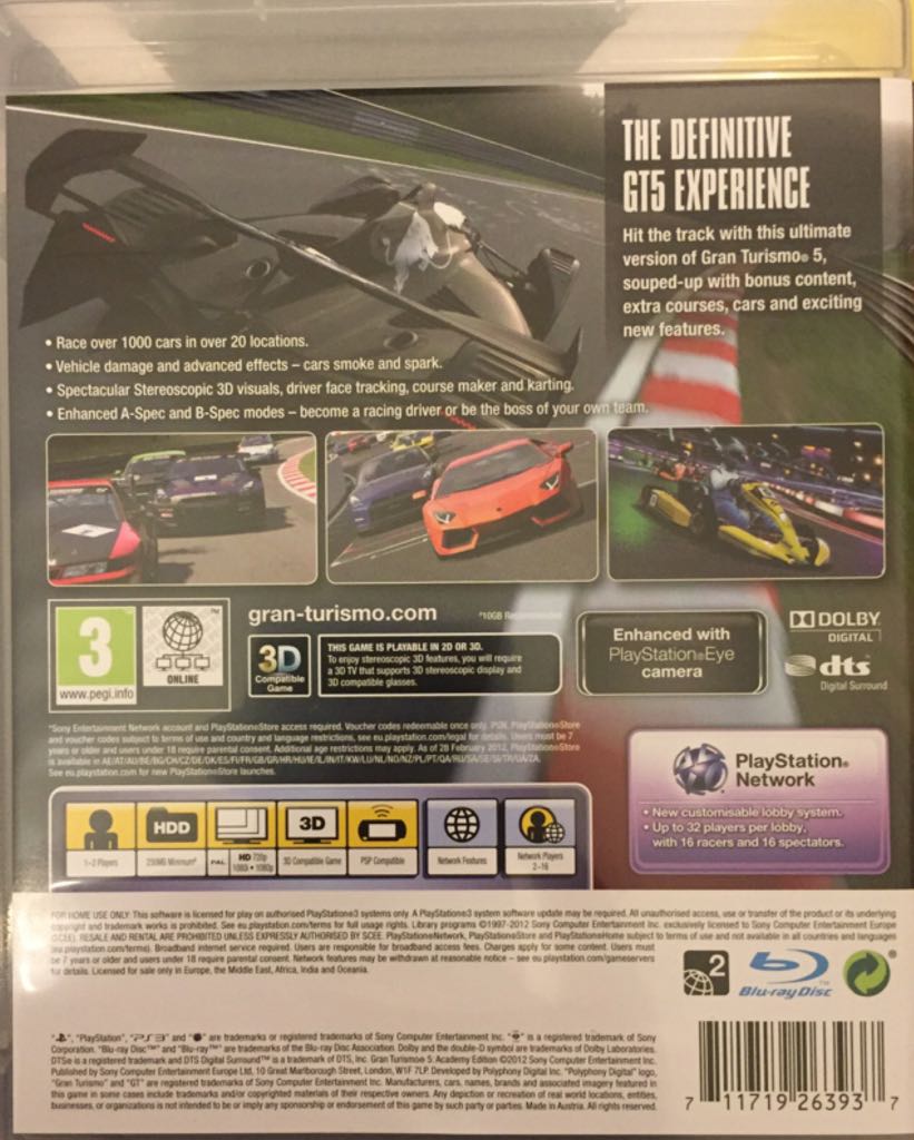 Gran Turismo 5 - Academy Edition - Sony PlayStation 3 (PS3) (Sony Computer Entertainment - 2) video game collectible [Barcode 711719263937] - Main Image 2