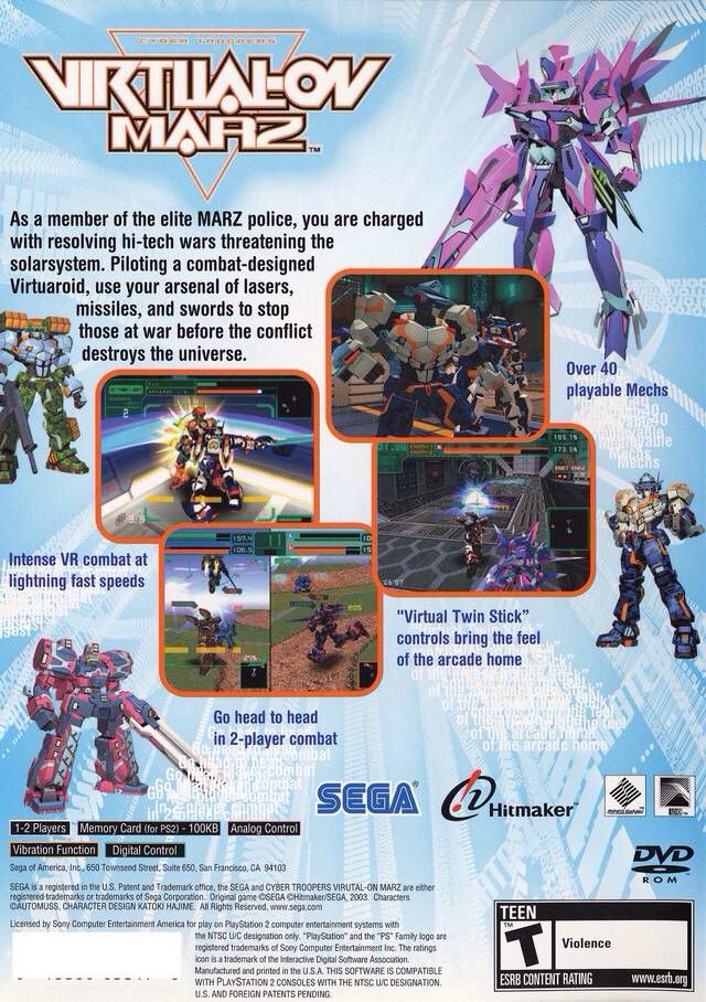 Virtual On Marz - Sony PlayStation 2 (PS2) (Namco Bandai - 2) video game collectible [Barcode 010086630190] - Main Image 2