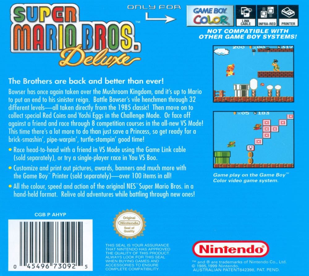 Super Mario Brothers Deluxe - Nintendo Game Boy Color video game collectible - Main Image 2