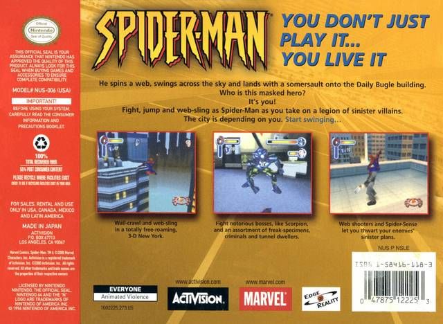 Spiderman N64 - Nintendo 64 (N64) video game collectible - Main Image 2