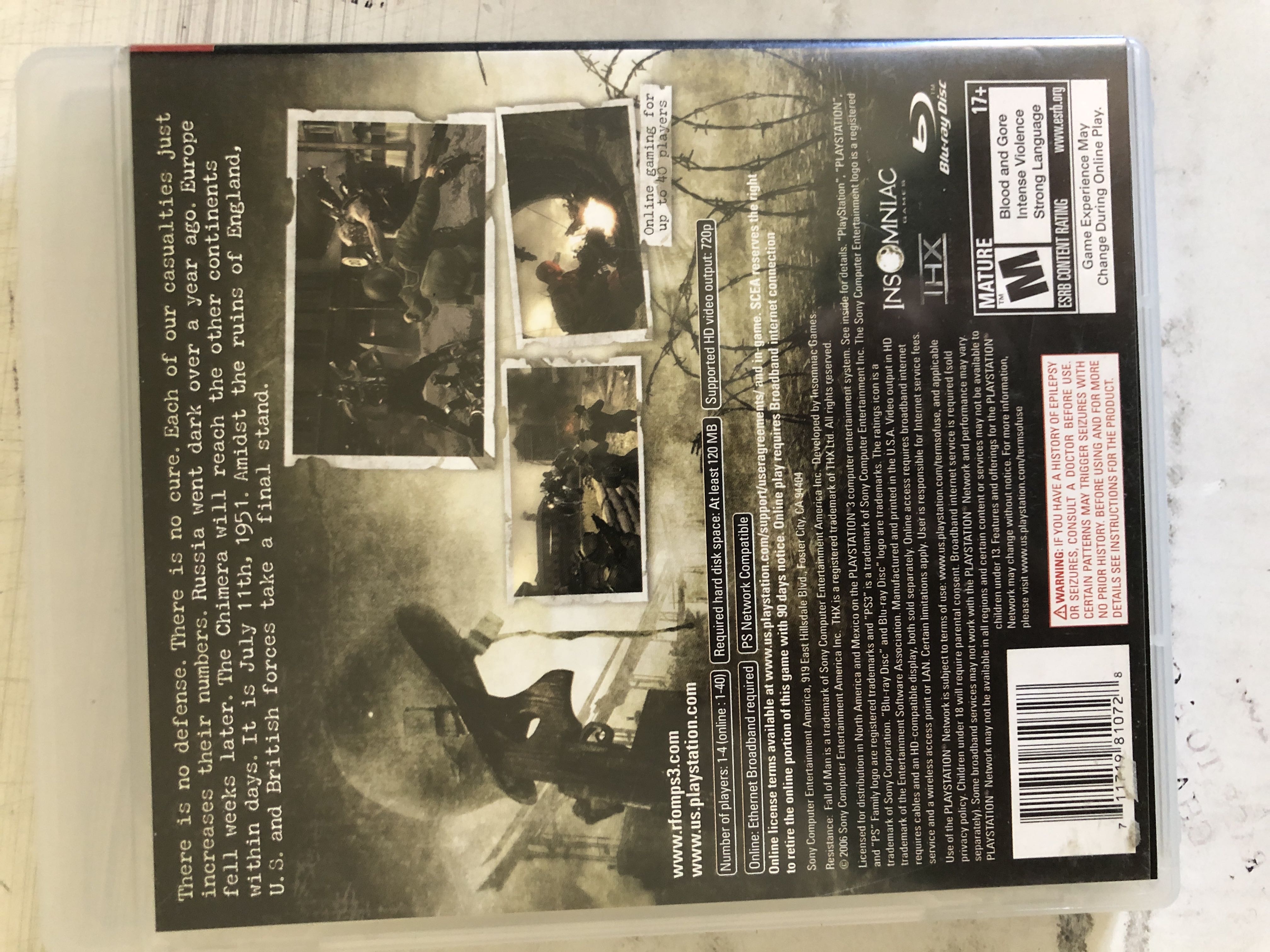 Resistance: Fall of Man - Sony PlayStation 3 (PS3) (Sony Computer Entertainment - 1-4) video game collectible [Barcode 711719810728] - Main Image 3