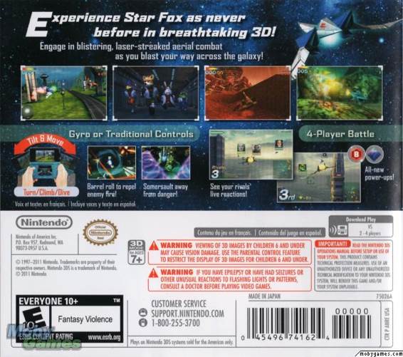 Star Fox 64 3D - Nintendo 3DS (Nintendo - 1-4) video game collectible [Barcode 045496741624] - Main Image 2